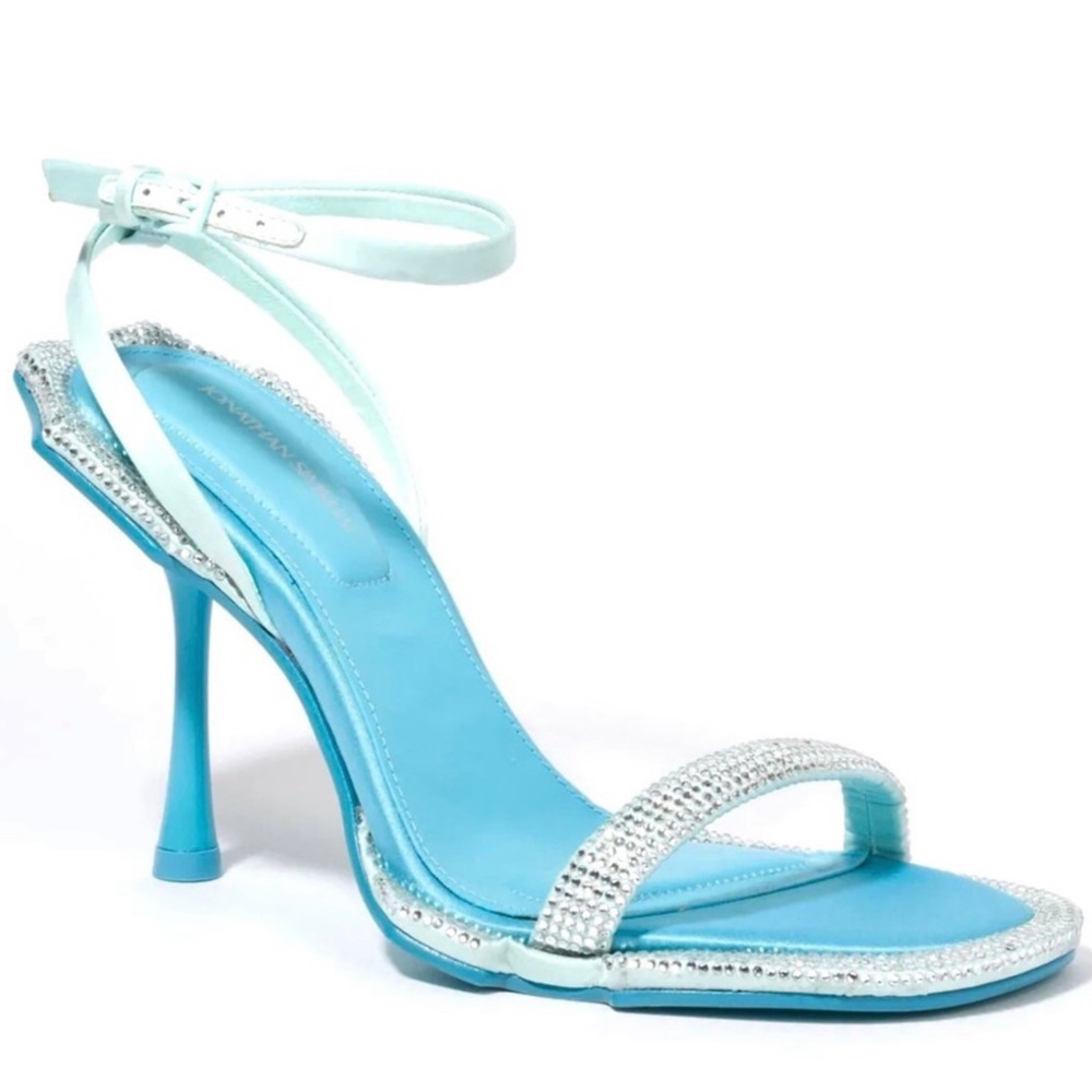 NEW JONATHAN SIMKHAI BLUE SCULPTED CRYSTAL SANDALS